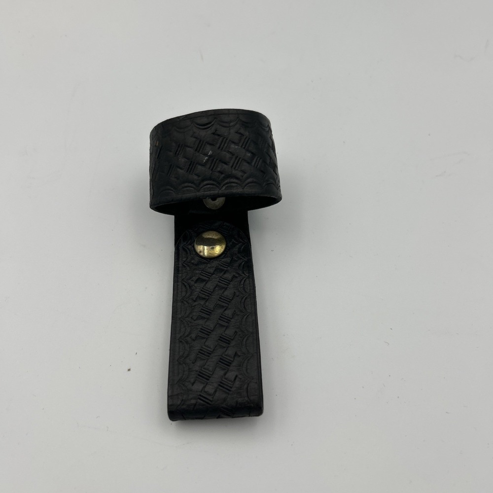 Leather Safety Speed‎ Baton Holder VTG Basket Weave Black